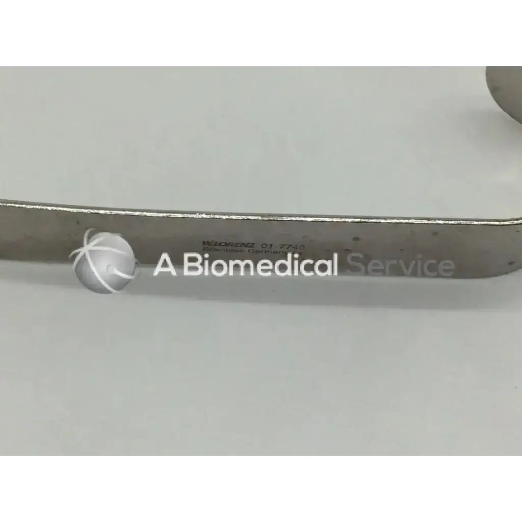 Silver metallic w lorenz 01-7745 obwegeser mandibular channel retractor small with engraved markings and logo