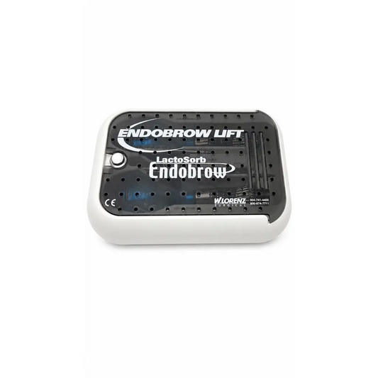 White and black lactosorb endobrow lift device with perforated top panel in w lorenz lactosorb endobrow lift kit