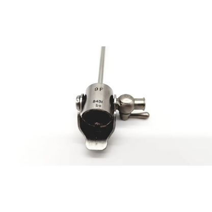 Silver metallic wappler 8431 9f cystoscope with cylindrical body and lever mechanism featuring engraved da54-142 markings