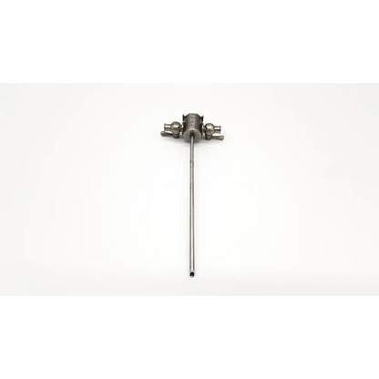 Silver surgical retractor with long slender shaft and three adjustable knobs for wappler 8432 cystoscope sheath and obturator da24-76