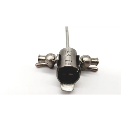 Silver metallic wappler 8432 cystoscope sheath and obturator da24-76 with engraved markings and adjustable knobs