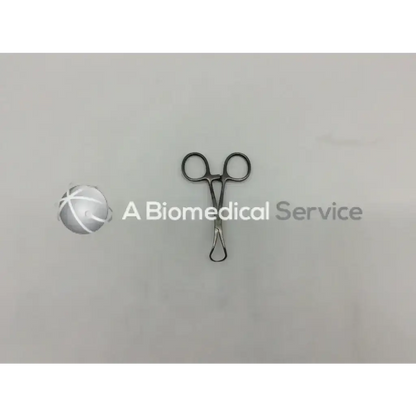 Stainless steel backhaus towel forceps with rounded handles and looped tip for secure surgical towel clamping