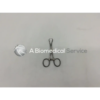 Stainless steel backhaus towel forceps with rounded handles and looped tip for secure surgical use