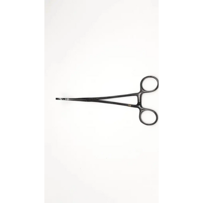 Weck foerster sponge curved foerster sponge forceps with black rounded handles and polished metallic finish