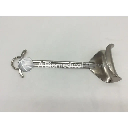 Weck stainless abdominal retractor ad5-85 in stainless steel with curved blade and looped handle for surgical use