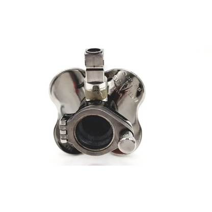 Silver-toned metal chastity cage with circular ring and adjustable locking mechanism for welch alleyn fiber optics sigmoidoscope