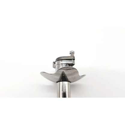 Silver metallic drum stand clamp with textured knob and curved arms for welch allyn fiber optics sigmoidoscope use