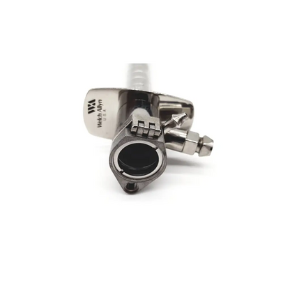 Stainless steel rigid fiber optic sigmoidoscope with polished finish and engraved welch allyn usa branding