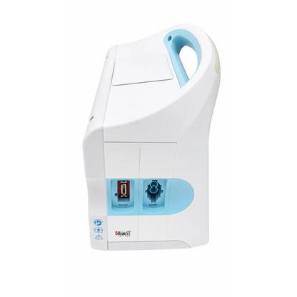 Welch allyn 6500 series monitor biomed certified white and light blue medical device with spo2 and nibp ports and handle