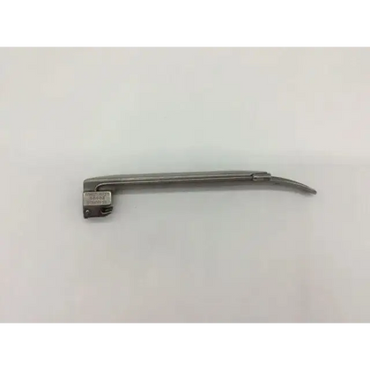 Stainless steel welch allyn large blade laryngoscope with curved tip and engraved handle markings for medical use