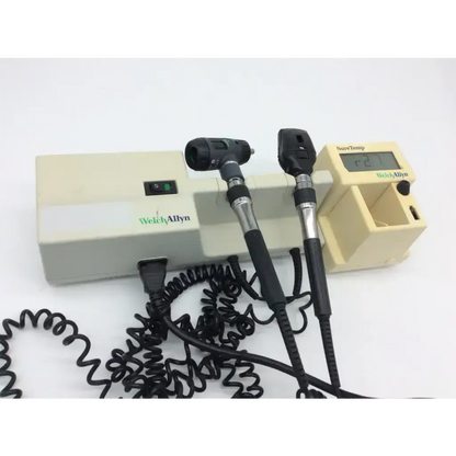 Welch allyn suretemp digital thermometer with black probe and beige casing in diagnostic set otoscope ophthalmoscope thermometer