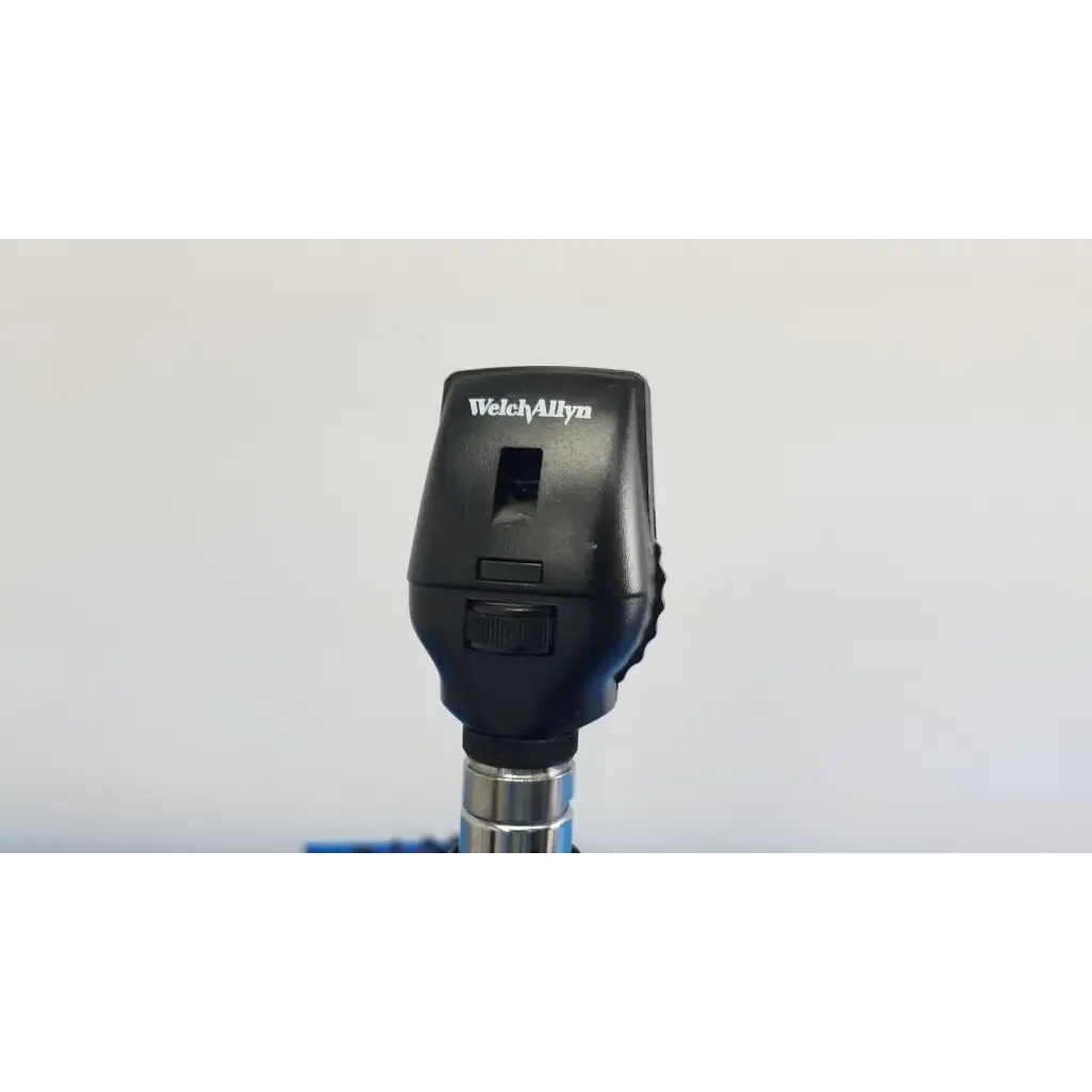 Black welch allyn otoscope with matte finish and metallic shaft included in 767 series wall transformer product