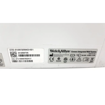 White plastic welch allyn connex integrated wall diagnostic system with black printed labels and barcodes 85NTVX