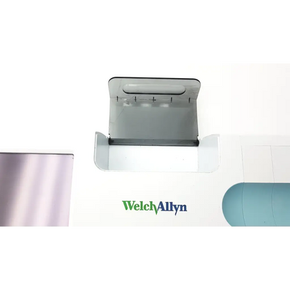 White and teal welch allyn connex integrated wall diagnostic system with gray plastic handle for medical use
