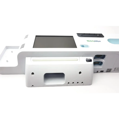 White welch allyn nellcor 302 pulse oximeter with rectangular screen and sensor in welch allyn connex integrated wall system