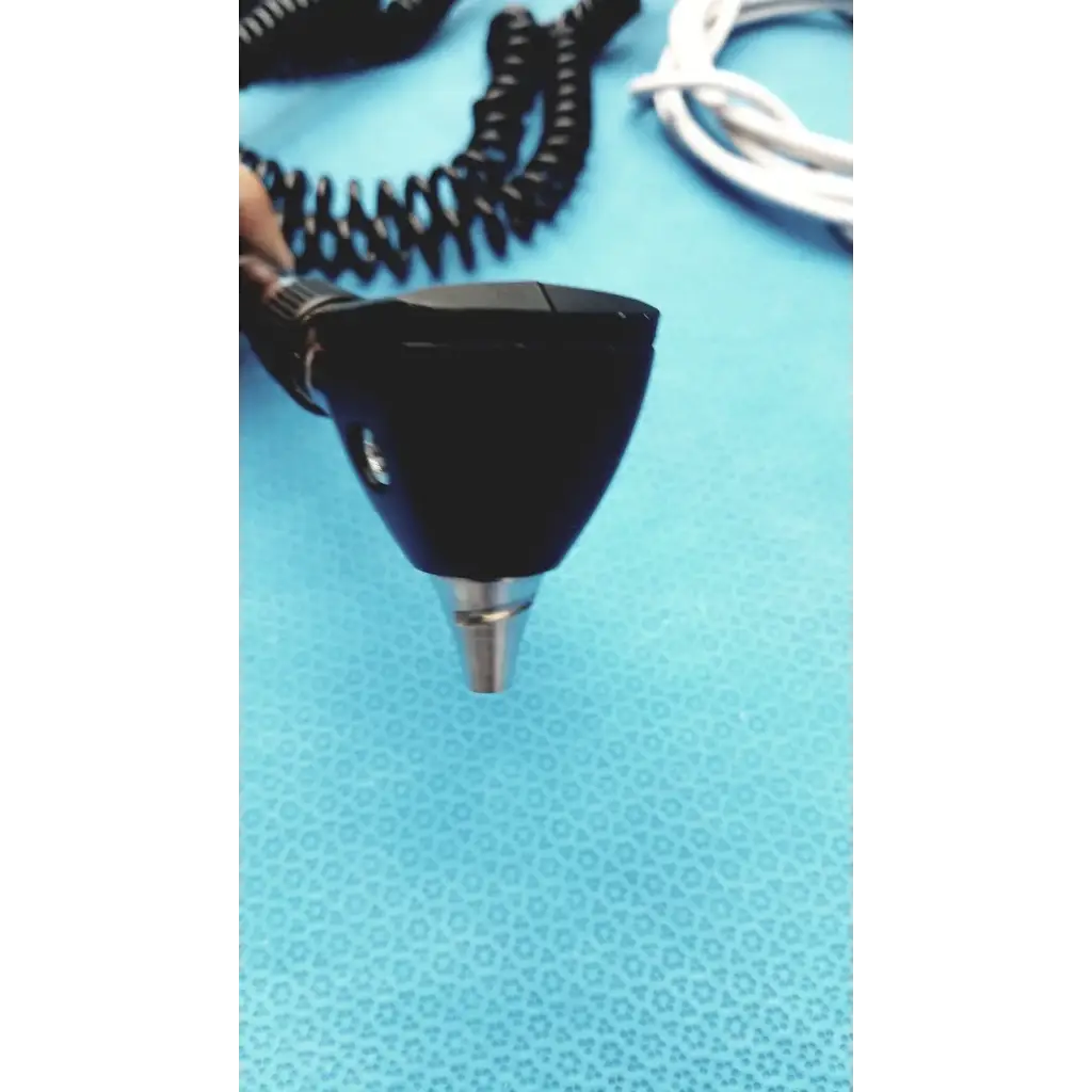 Black otoscope with metallic tip and coiled cable for welch allyn wall transformer ophthalmoscope otoscope system