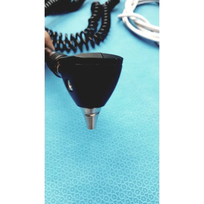 Black otoscope with metallic tip and coiled cable for welch allyn wall transformer ophthalmoscope otoscope system