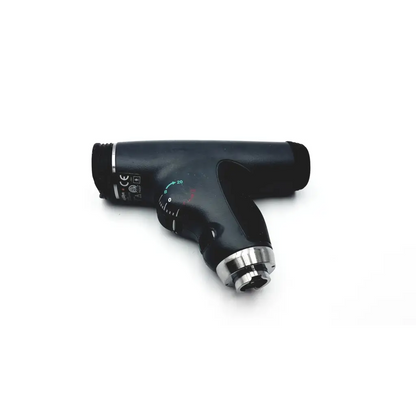Welch Allyn PanOptic ophthalmoscope handheld device in black and silver with rotating dial for lens angle adjustment