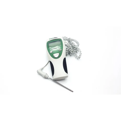 White and green welch allyn suretemp digital food thermometer with coiled wire branded wiley-alpha model suretemp 105