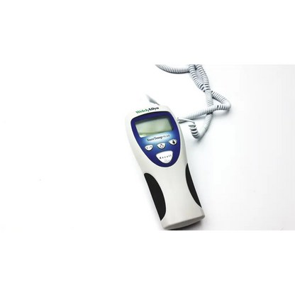Welch allyn suretemp plus digital thermometer with white and blue body and black grip accents for accurate readings