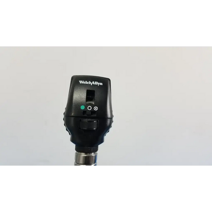 Black welch allyn otoscope head with green power light and mode buttons for welch allyn wall transformer use