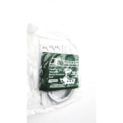 WelchAllyn blood pressure reusable cuff 901043 flexiport for children in dark green plastic packaging with white text