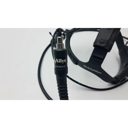 Black welchallyn headlight cable black with fibrotic cable black featuring a metallic connector and textured grip
