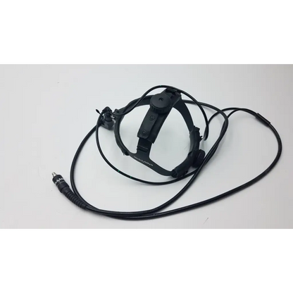 Black welchallyn headlight with fibrotic cable black, adjustable straps, and coiled cable black power cord