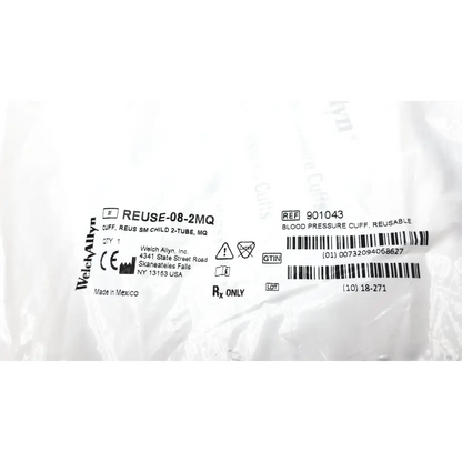 WelchAllyn reuse-08-2mq cuff sm child reusable blood pressure cuff in white plastic packaging for pediatric use
