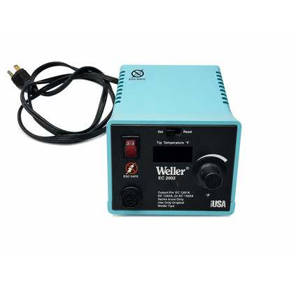 Light blue Weller EC 2002 soldering station power unit with black control panel and temperature display