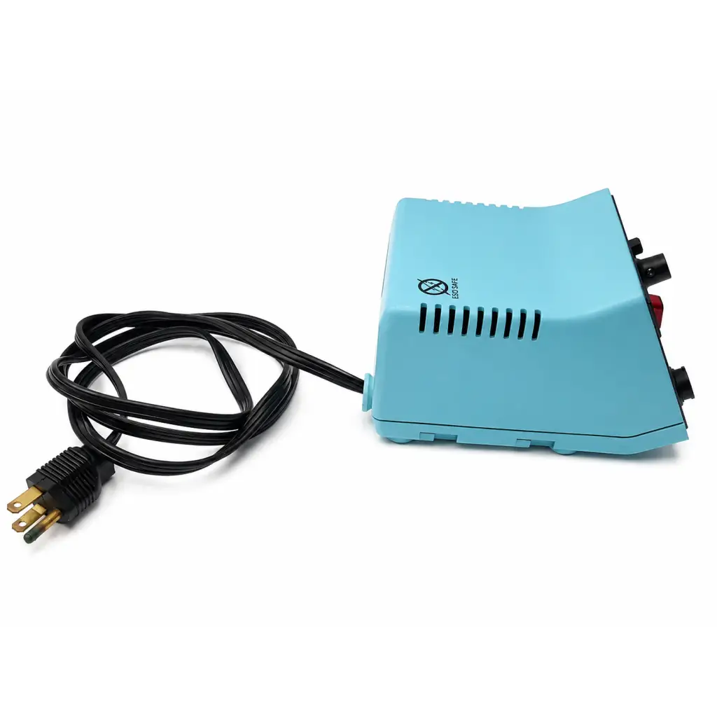 Light blue Weller EC 2002 power unit soldering station with three control knobs and black power cord