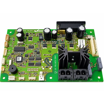 Green control pcb circuit module with black capacitors and heat sink weso basys control pcb board rev 6.0