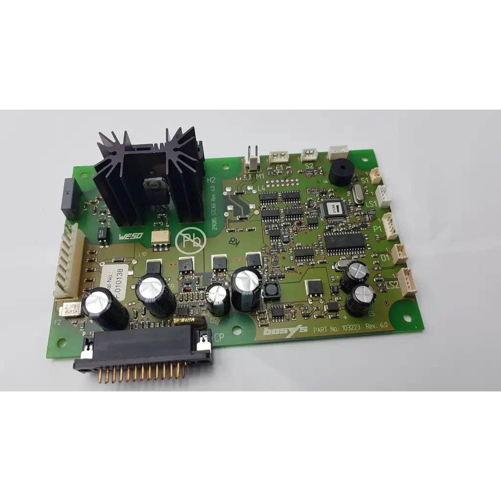 Green control pcb circuit module weso basys control with black capacitors and heat sink for electronic applications