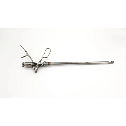 Silver surgical claw forceps with long slender shaft and curved prong handle wisap w germany 7674 claw forceps