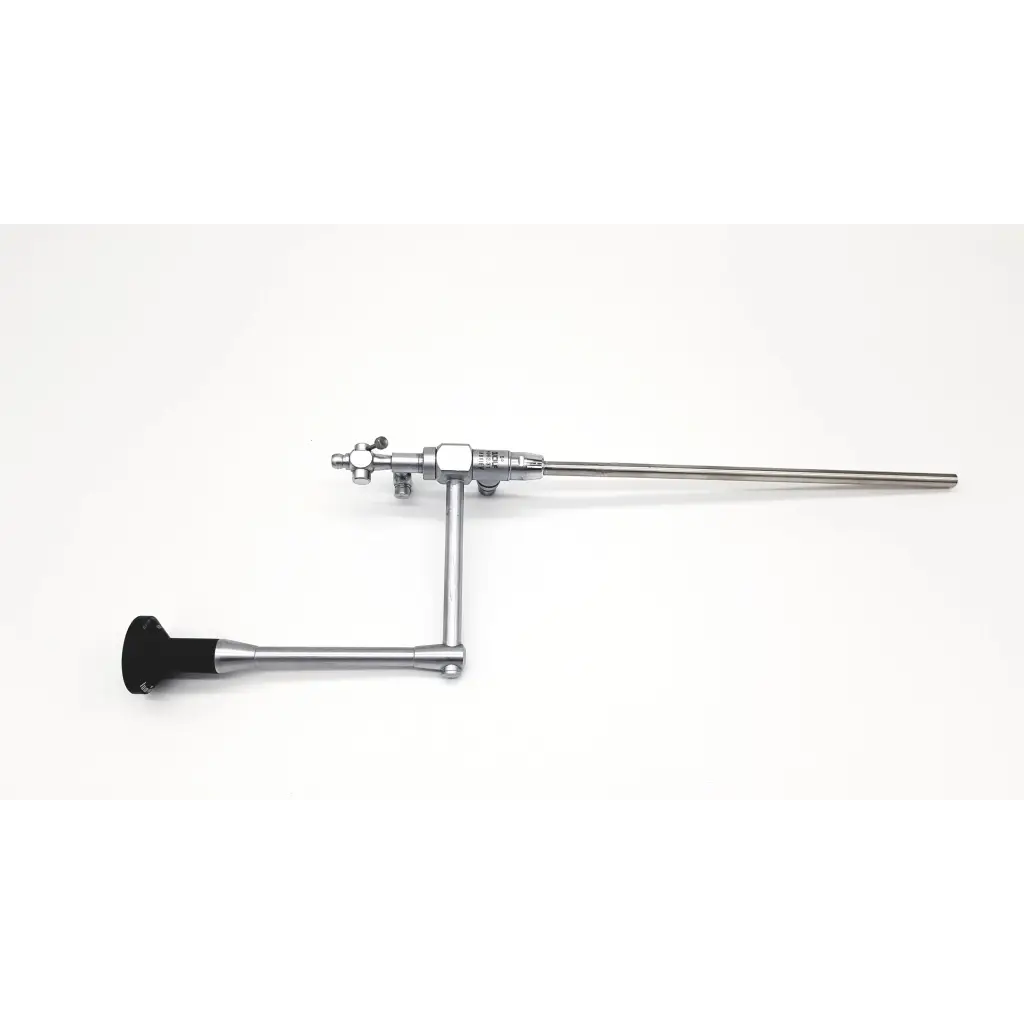Silver panoview 5° endoscope with black ergonomic handle and articulated joint model da54-15 for surgical use