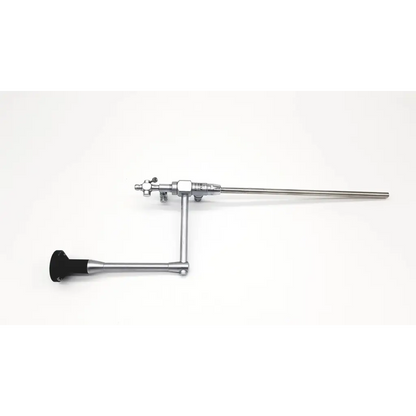 Silver panoview 5° endoscope with black ergonomic handle and articulated joint model da54-15 for surgical use