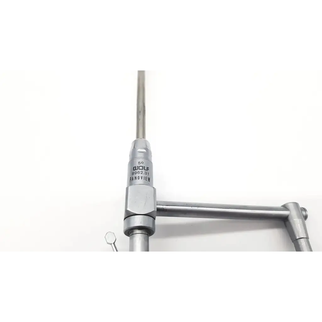 Silver-colored metal wolf 8962.31 panoview 5° endoscope with cylindrical body and engraved model da54-15 markings
