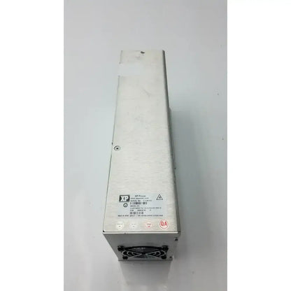 Silver metallic x power 40-52154-001 rev e power supply with black fan grille and labeled specifications for compatible equipment connection