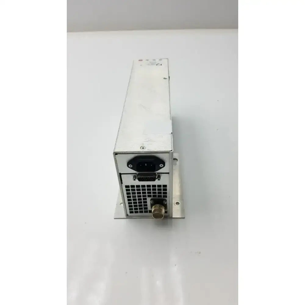 Back view of silver metallic x power 40-52154-001 rev e power supply with black ac socket and brass output connector compatible equipment connection