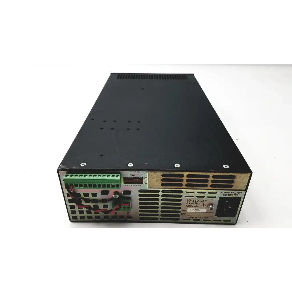 Black Xantrex xhr 60-10 industrial power supply single output with green terminal block and ventilation grilles