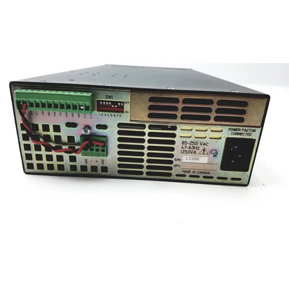 Black metal xantrex xhr 60-10 power supply single output with green terminal blocks and labeled switch panel
