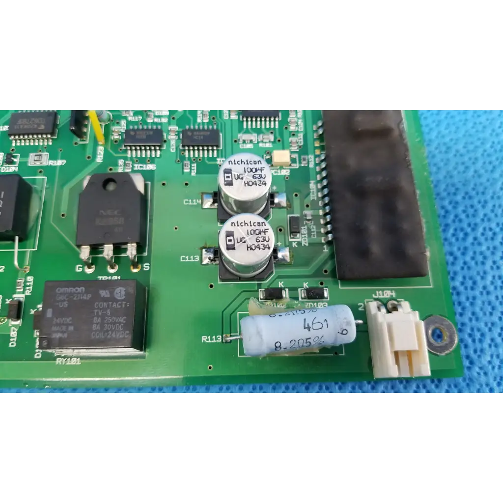 Xe-pcb power circuit board green with black and white components for topcon trc-nw6sf retinal camera power circuit