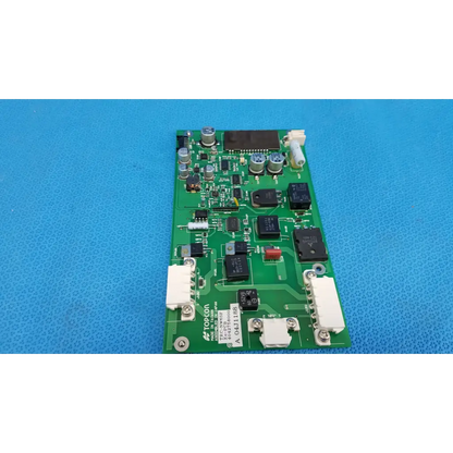 Green power circuit board with electronic components and white connectors for topcon trc-nw6sf retinal camera