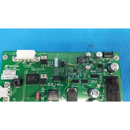 Green power circuit board with electronic components and white connector for topcon trc-nw6sf retinal camera