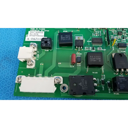 Green printed circuit board power circuit with black components and white connectors for topcon trc-nw6sf retinal camera