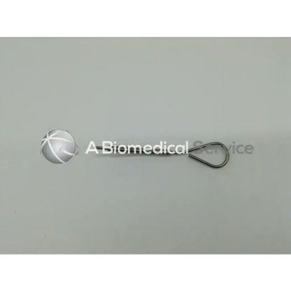 Silver metallic surgical hook with looped end and straight shaft from xomed 13-25040 scissor ad5-652 box-12 1-10-23-2nj