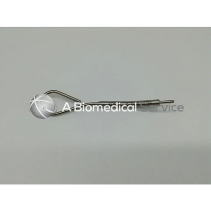 Silver dental mirror with curved handle and reflective head in xomed 13-25040 scissor ad5-652 box-12 1-10-23-2nj product