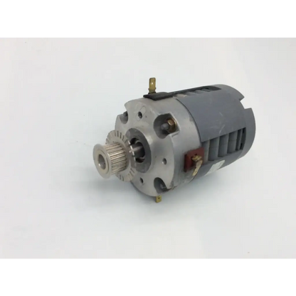 Gray and silver yaskawa electric corp minertia typ ugmem-06lbb21 electric motor with metallic gear shaft visible