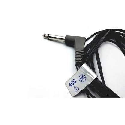 Black audio cable with silver 6.35mm stereo plug and white label marked 400 780 used with ysi 409b probe