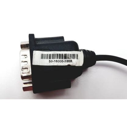 Black plastic zebra 50-16000-386r cable assembly serial db9 connector with metallic pins and barcode label